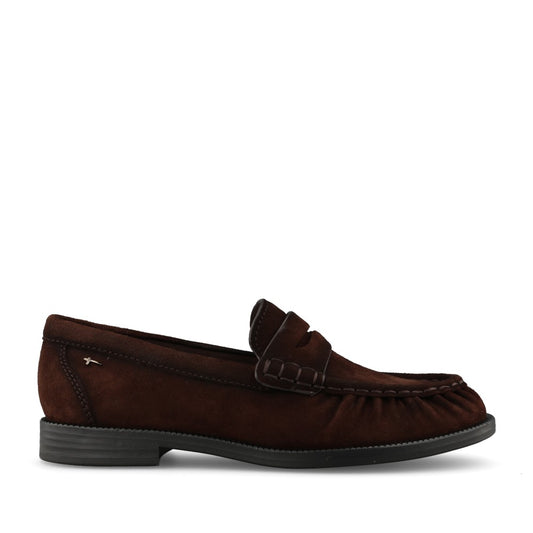 Tamaris Ladies 1-24251 Suede Leather Loafer In Mocha