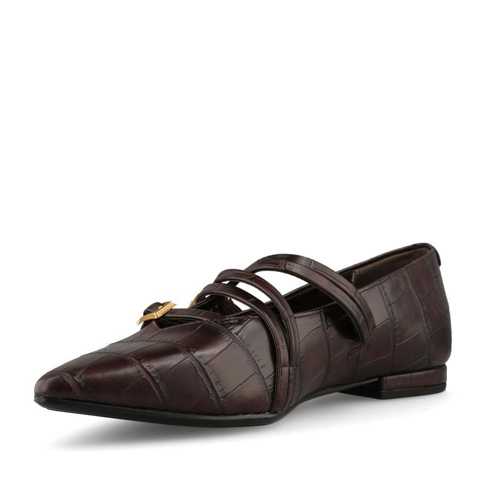 Tamaris Ladies 1-22160 Strap Flat Court Shoe In Mocha