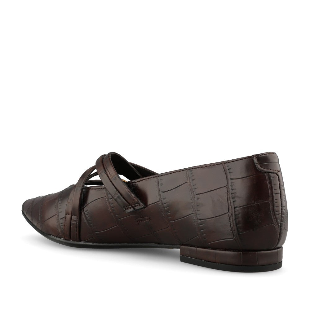 Tamaris Ladies 1-22160 Strap Flat Court Shoe In Mocha