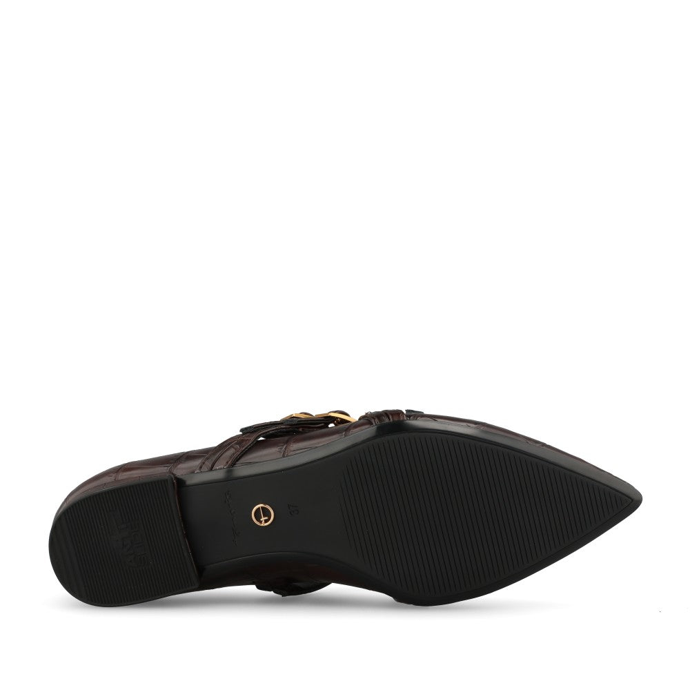 Tamaris Ladies 1-22160 Strap Flat Court Shoe In Mocha