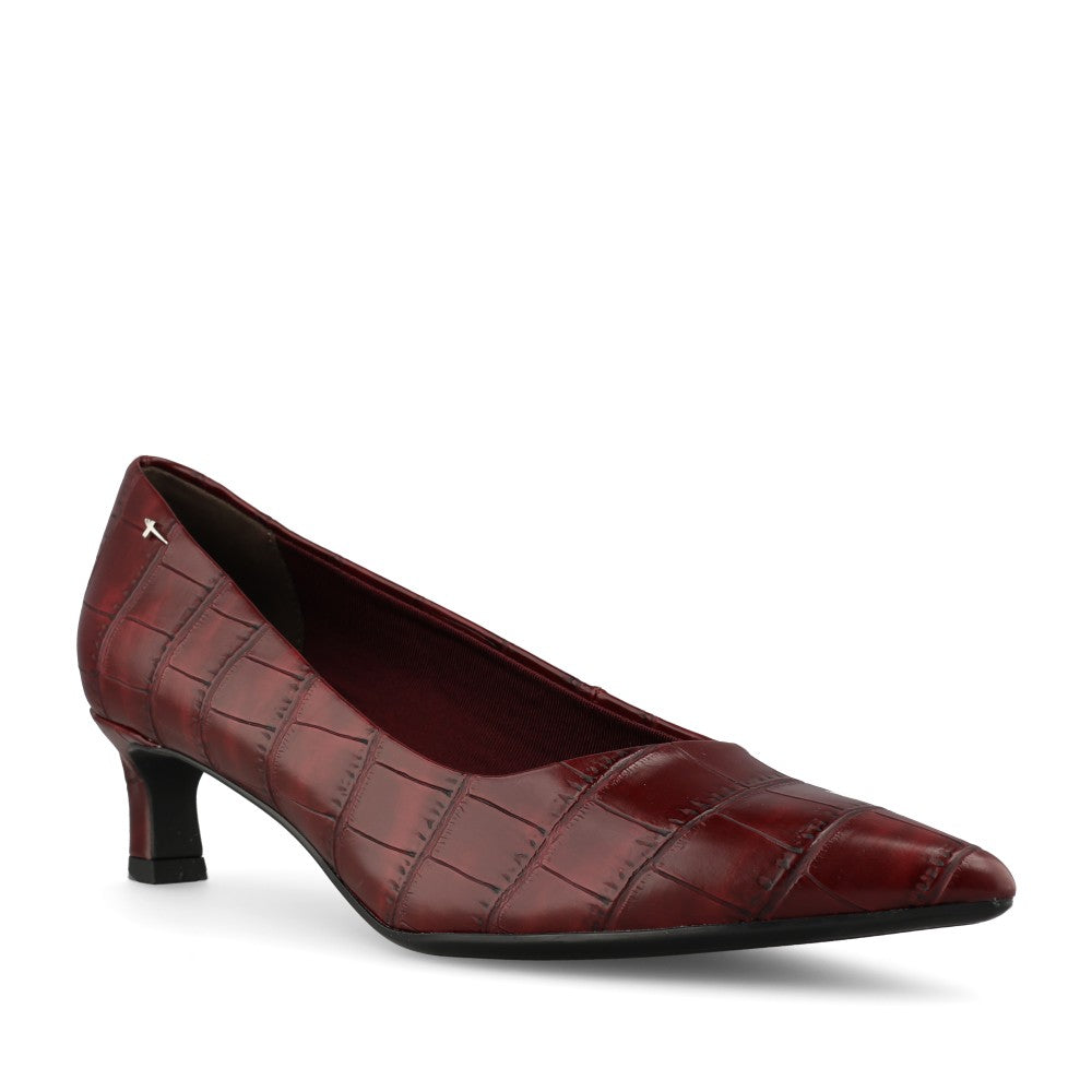 Tamaris Ladies 1-22351 Mid Heel Court In Burgandy
