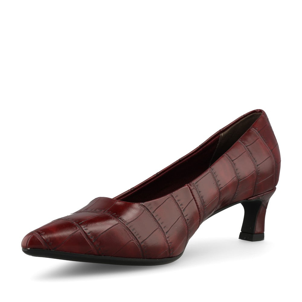 Tamaris Ladies 1-22351 Mid Heel Court In Burgandy