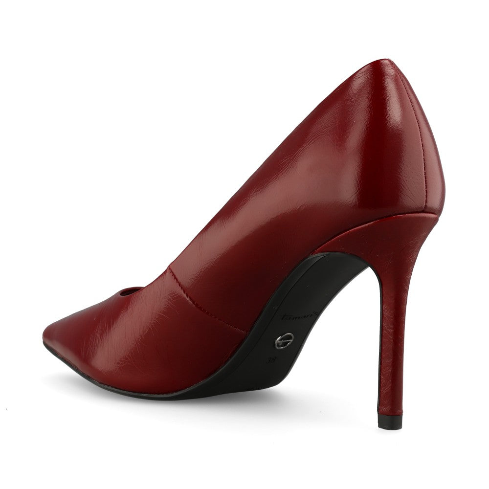 Tamaris Ladies 1-22480 Patent Leather Stiletto In Burgandy