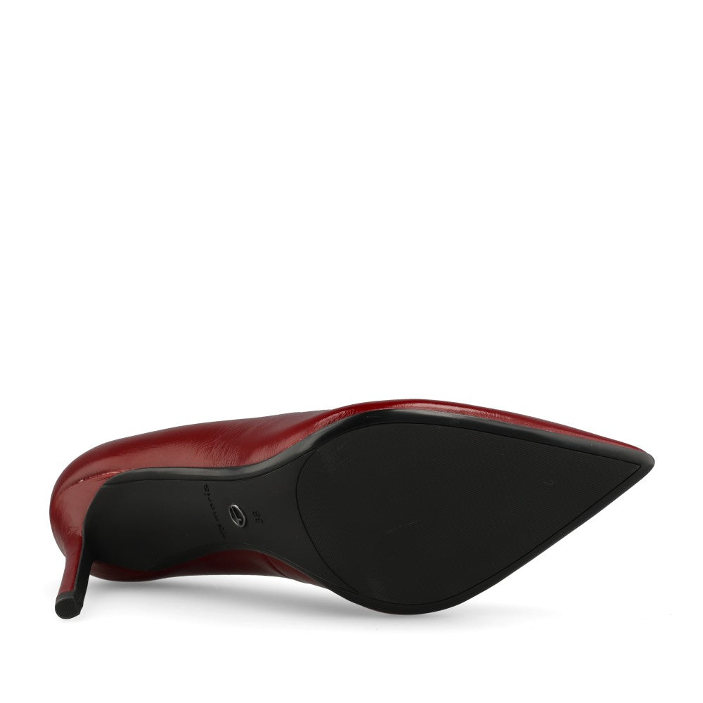 Tamaris Ladies 1-22480 Patent Leather Stiletto In Burgandy