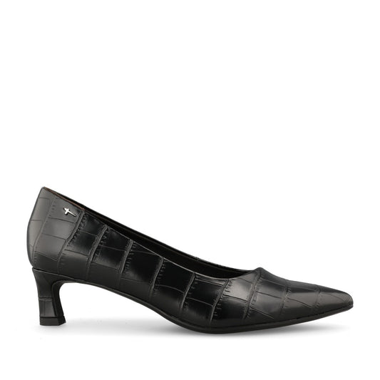 Tamaris Ladies 1-22351 Mid Heel Court In Black