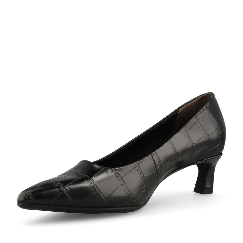 Tamaris Ladies 1-22351 Mid Heel Court In Black
