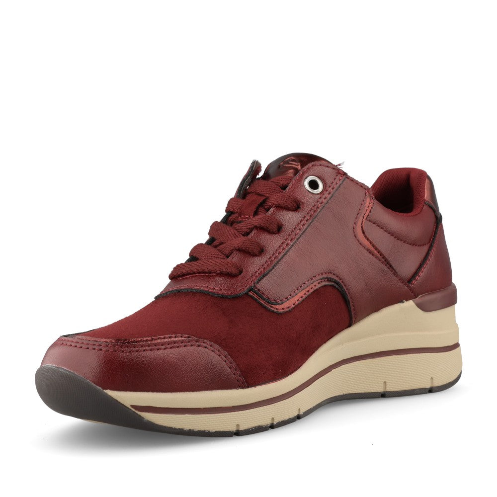 Jana Ladies 8-23790 Laced Trainer In Red