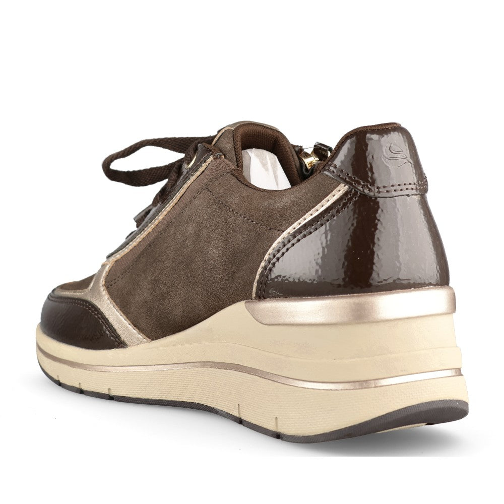 Jana Ladies 8-23789 Laced Trainer In Cafe