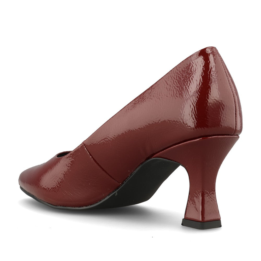 Marco Tozzi Ladies 2-22420 Mid Heel Patent Court Shoe in Red
