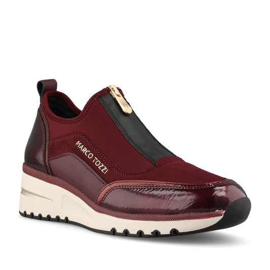Marco Tozzi Ladies 2-24780 Ladies Wedge Zip Up Trainer in Mulberry