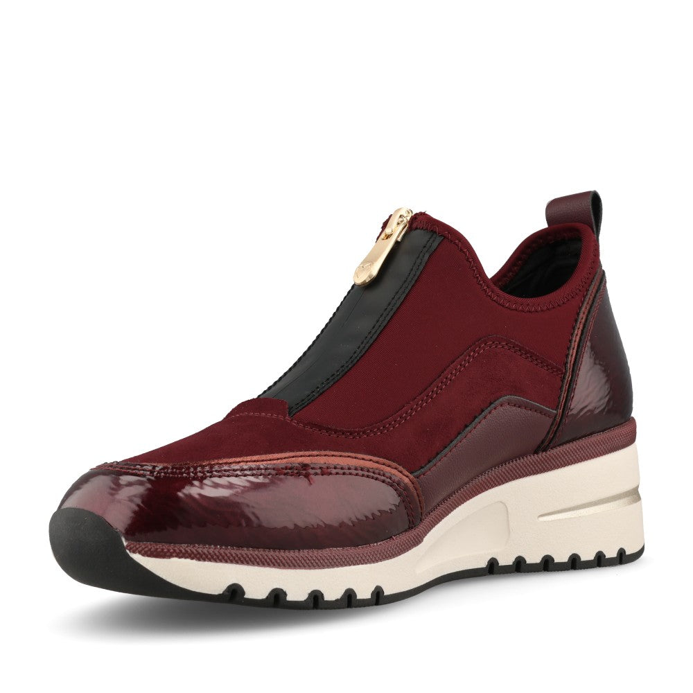 Marco Tozzi Ladies 2-24780 Ladies Wedge Zip Up Trainer in Mulberry