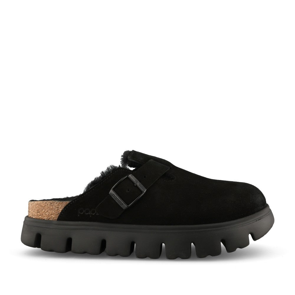 Birkenstock Ladies 1028453 Boston Pap Chunky Suede Clog In Black