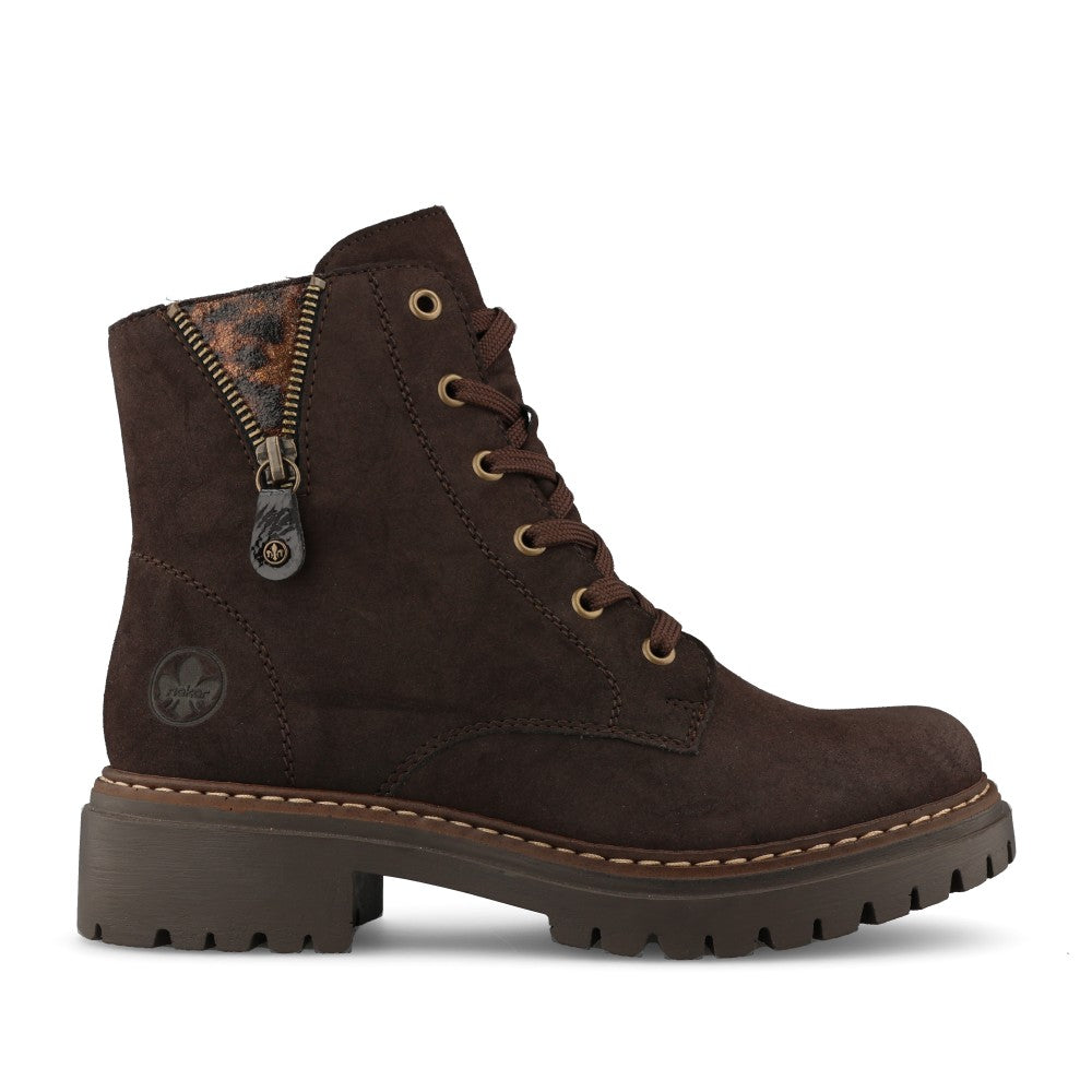 Rieker Ladies 72617 Lace Boot In Brown