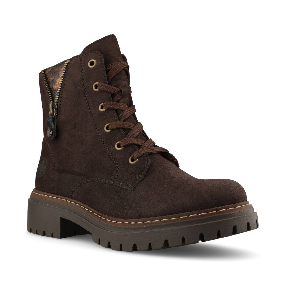 Rieker Ladies 72617 Lace Boot In Brown