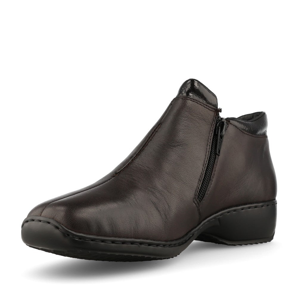 Rieker Ladies L3882 Ankle Boot In Dark Brown