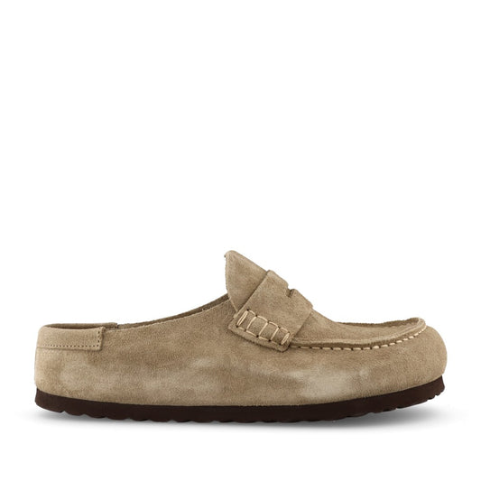 Birkenstock Ladies 1029710 Naples Wrapped Suede Moccasin In Taupe