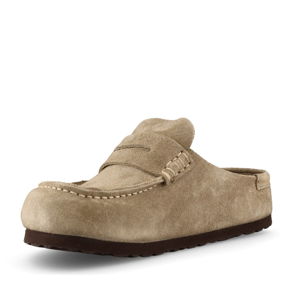 Birkenstock Ladies 1029710 Naples Wrapped Suede Moccasin In Taupe