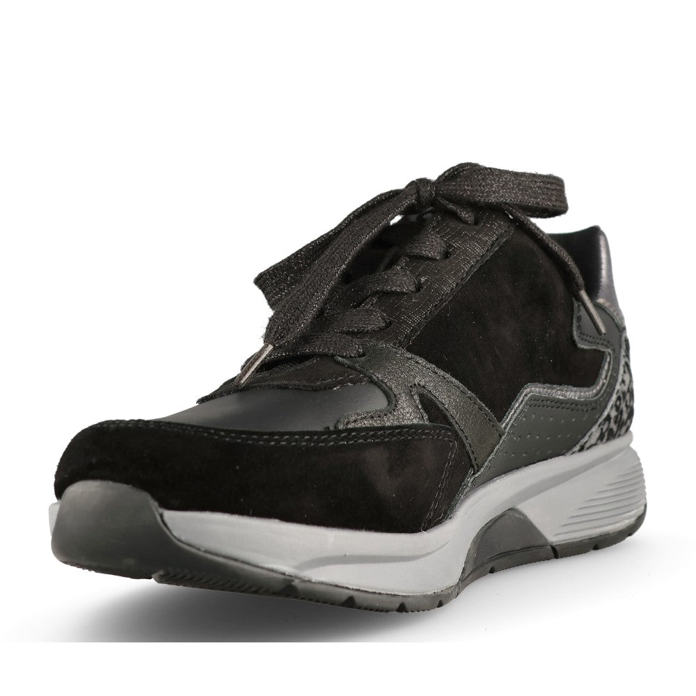 Gabor Ladies 0106.01 Adora Rollingsoft Trainer In Black/Grey