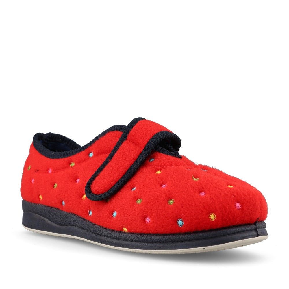 Camilla 447 Ladies Spotted Slipper in Red Combi