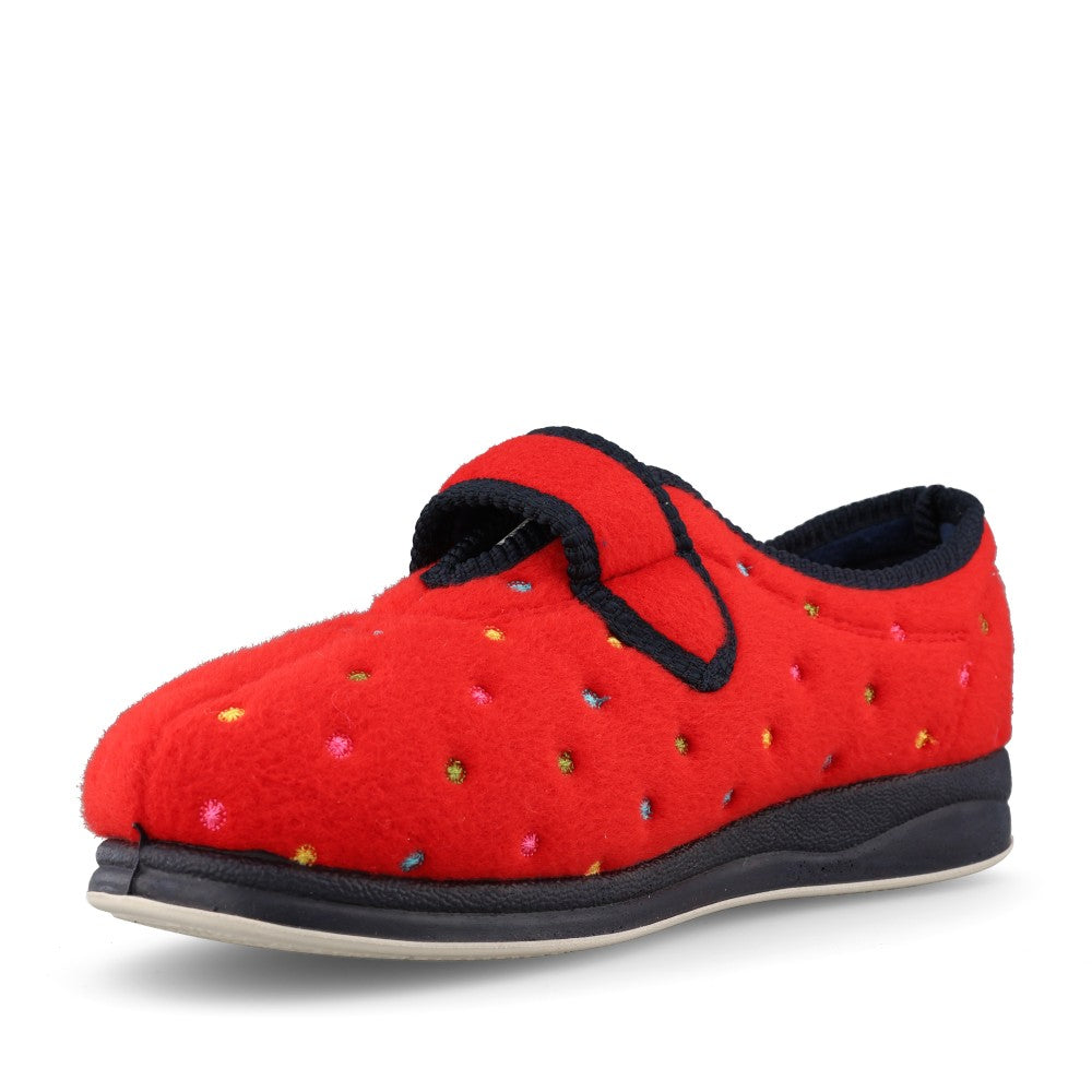 Camilla 447 Ladies Spotted Slipper in Red Combi