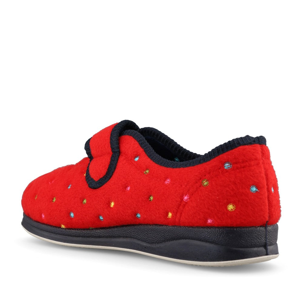 Camilla 447 Ladies Spotted Slipper in Red Combi