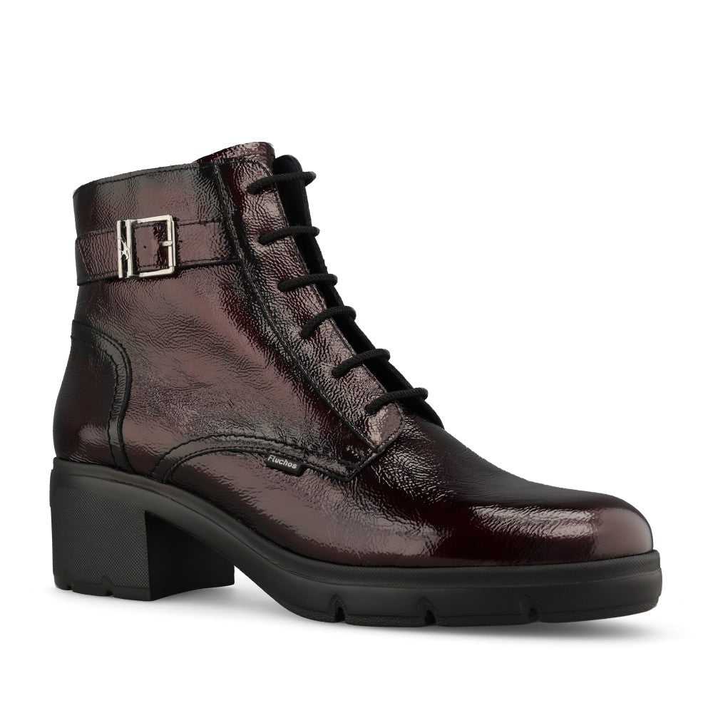 Ladies F2107 Fugaz Heeled Ankle Boot In Burgandy