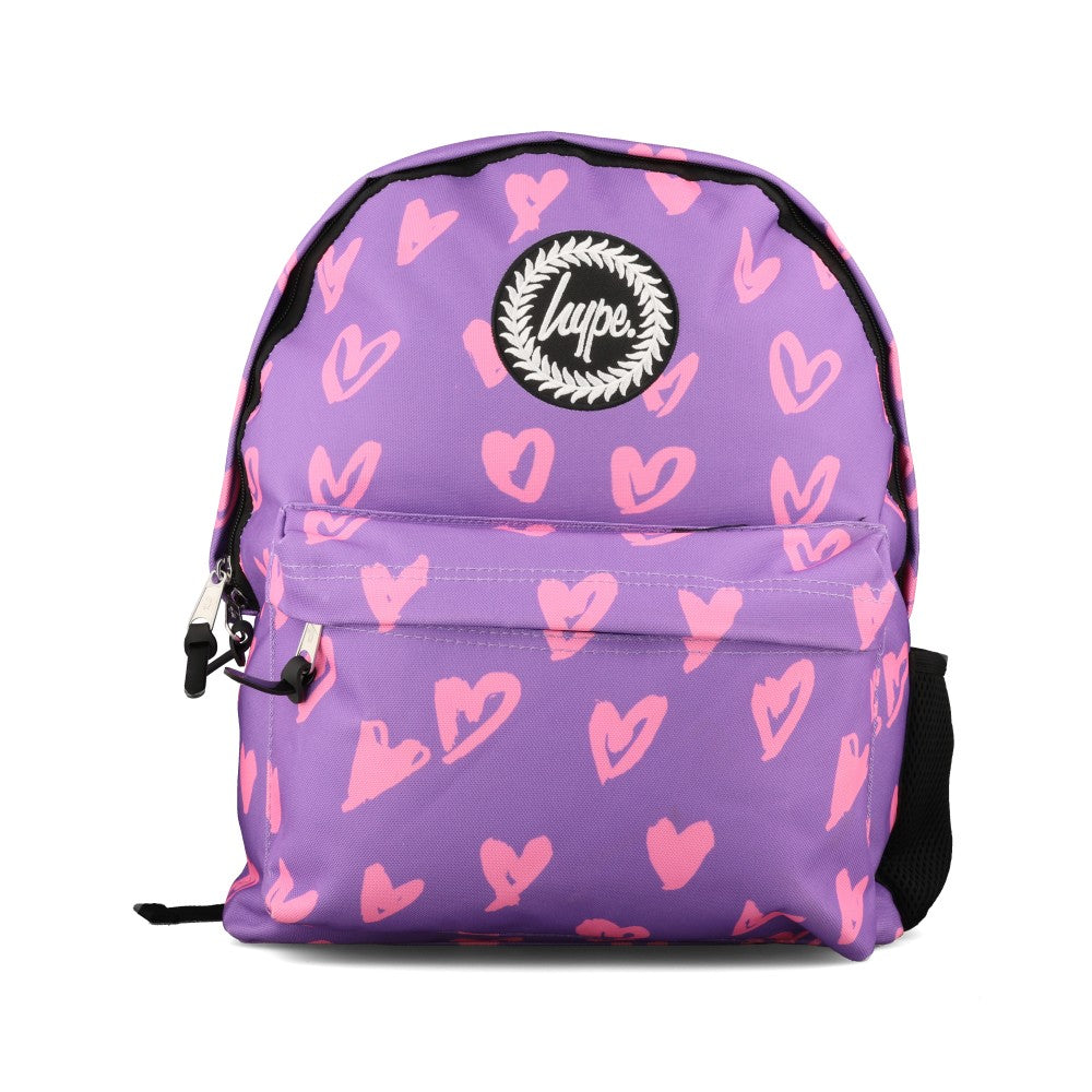 Girls ZSLR-326 Pink Glitter Scribble Hearts Purple Backpack