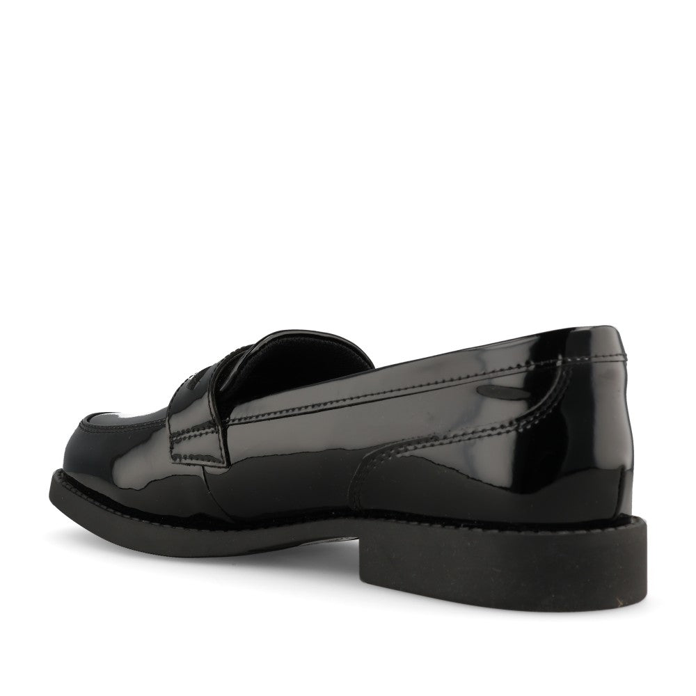 Clarks Girls Tapa Edge Y G-FIT Slip-On Shoe in Black Leather
