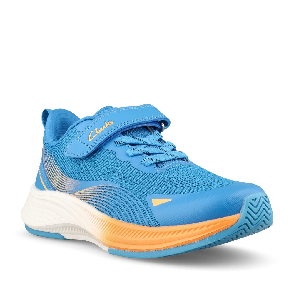 Clarks Boys LUMEN HERO K G-fit Blue Velcro Trainer in Kids G Fit