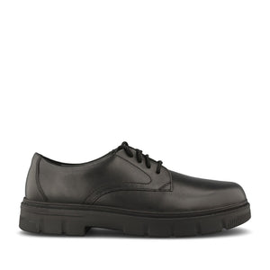 Clarks Boys Lorcam Walk Y F-FIT Lace Up Shoe in Black Leather