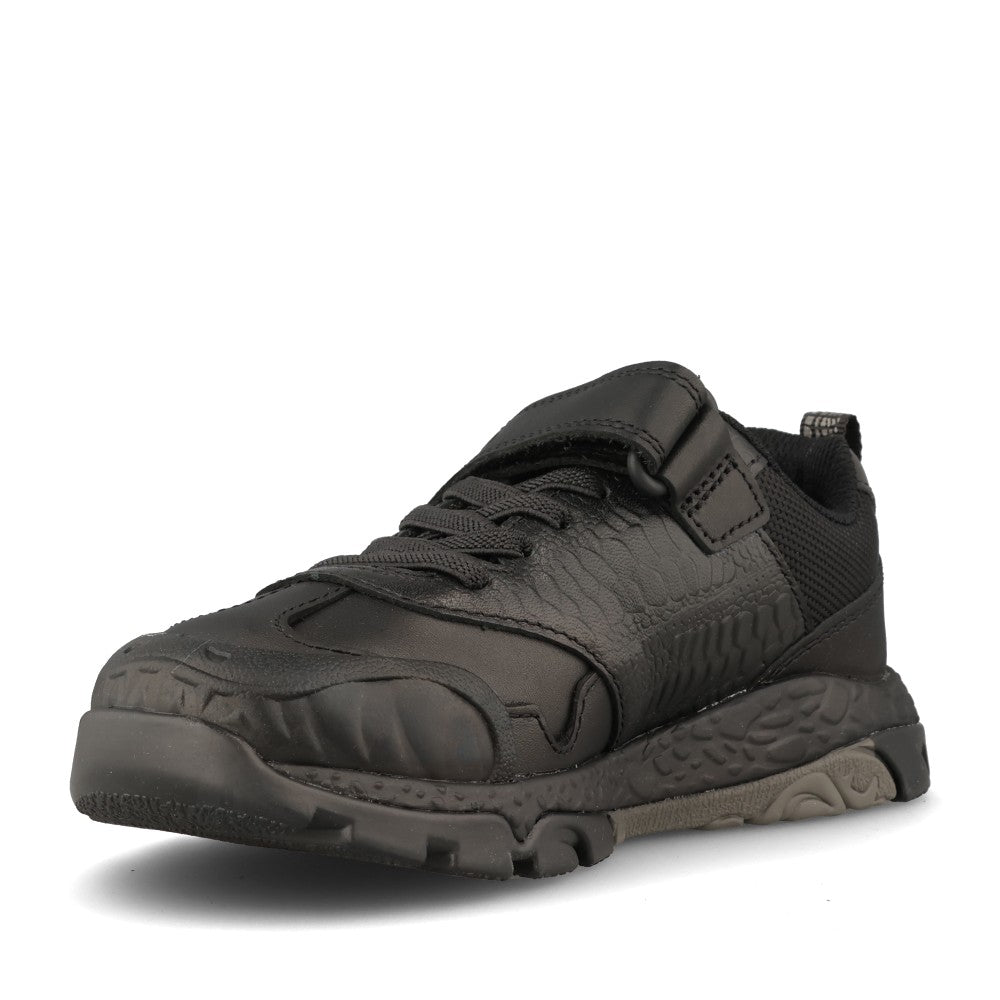 Clarks Boys STEGGY2SOAR K F-FIT Velcro Shoe in Black Leather