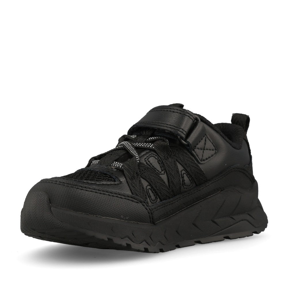 Clarks Boys Selva Trail K F-FIT Velcro Shoe in Black Leather