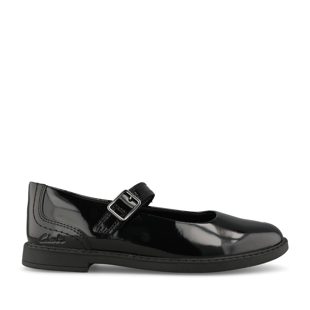 Clarks Girls Scala Bar G-FIT Mary Jane Sho in Black Patent