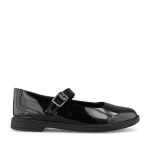 Clarks Girls Scala Bar F-FIT Mary Jane Sho in Black Patent
