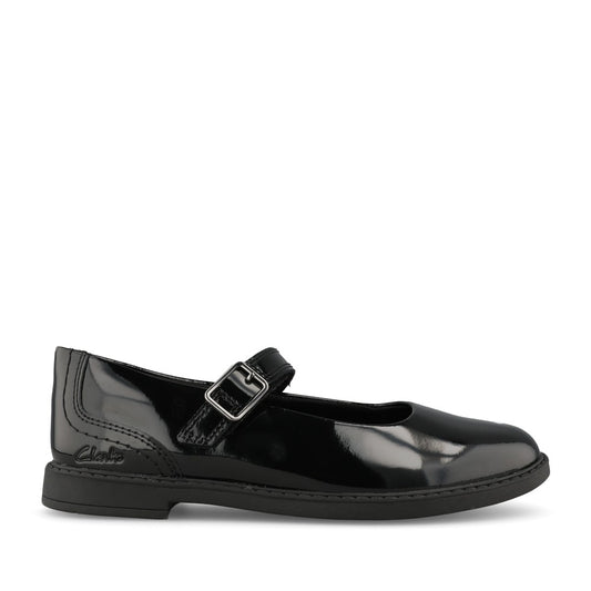 Clarks Girls Scala Bar F-FIT Mary Jane Sho in Black Patent