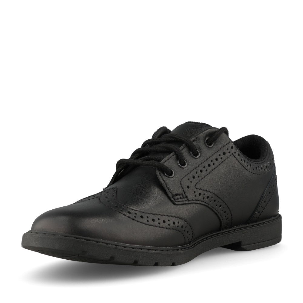Clarks Girls Scala Style O G-FIT Lace Up Shoe in Black Leather
