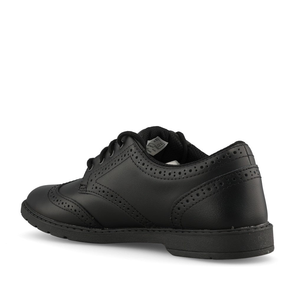 Clarks Girls Scala Style O G-FIT Lace Up Shoe in Black Leather