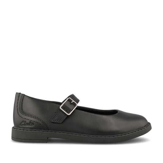 Clarks Girls Scala Bar G-FIT Mary Jane Sh in Black Leather