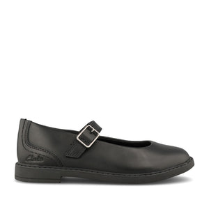 Clarks Girls Scala Bar F-FIT Mary Jane Sh in Black Leather