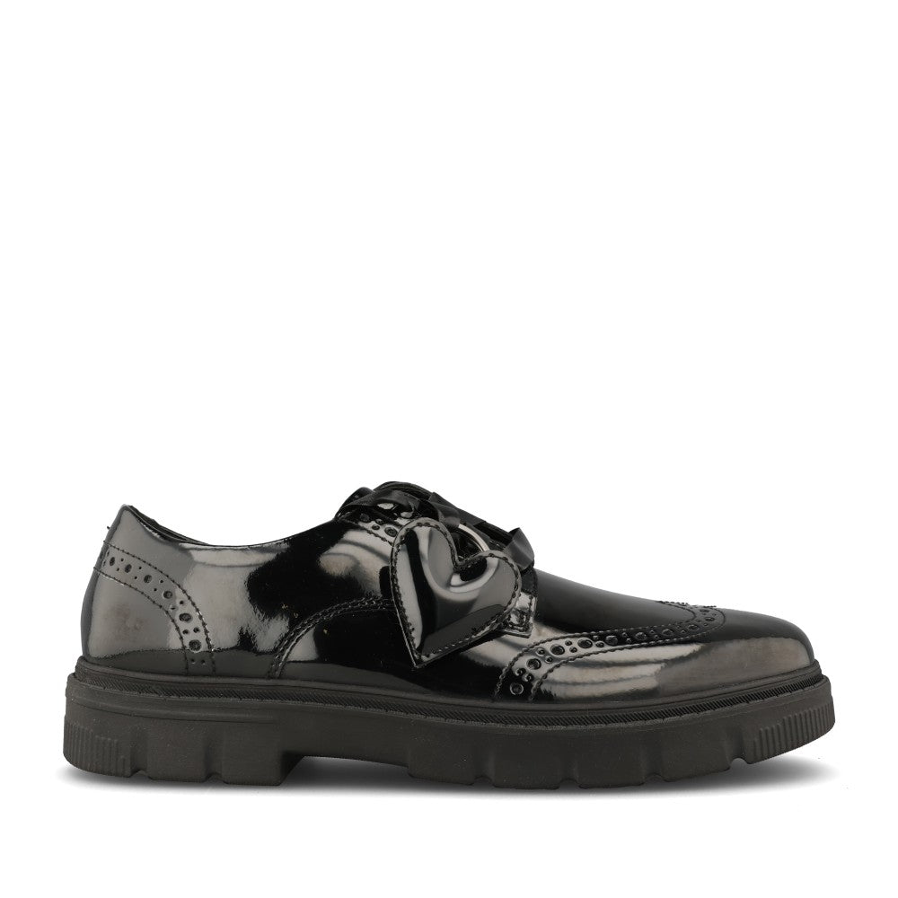 Clarks Girls Lorcam Lace G-FIT Lace Up Shoe in Black Patent