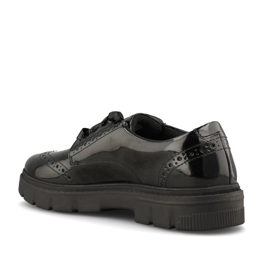 Clarks Girls Lorcam Lace G-FIT Lace Up Shoe in Black Patent