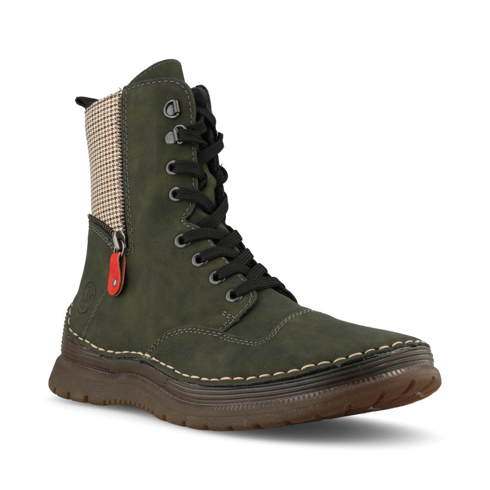 Rieker Ladies 53601 Lace Boot In Green