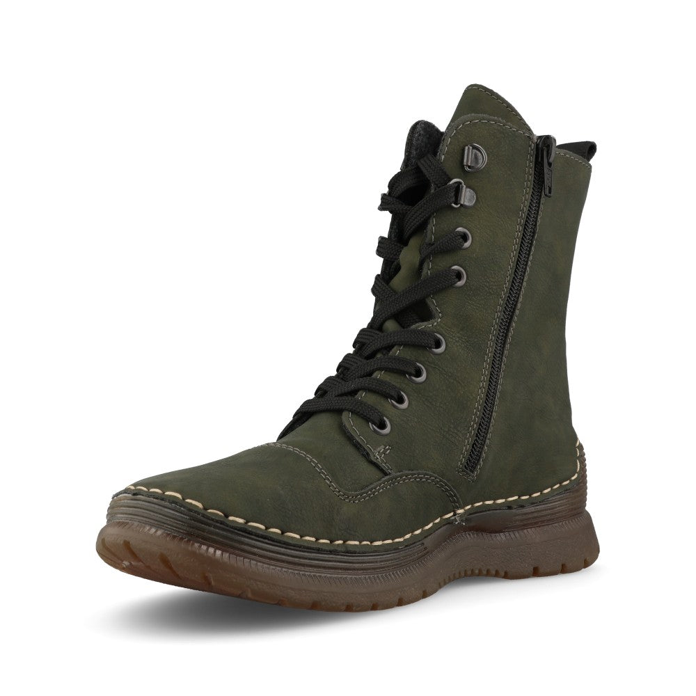 Rieker Ladies 53601 Lace Boot In Green