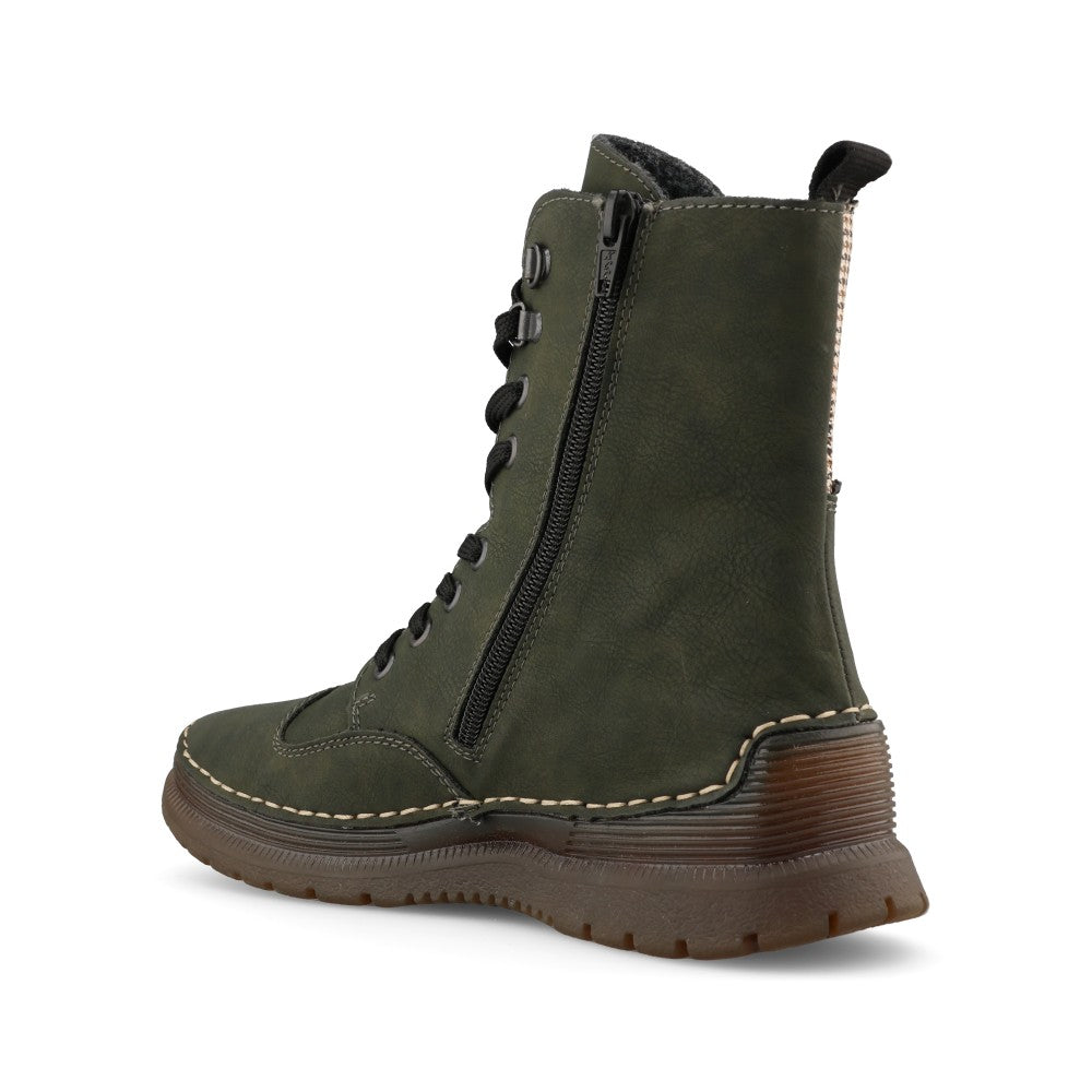 Rieker Ladies 53601 Lace Boot In Green