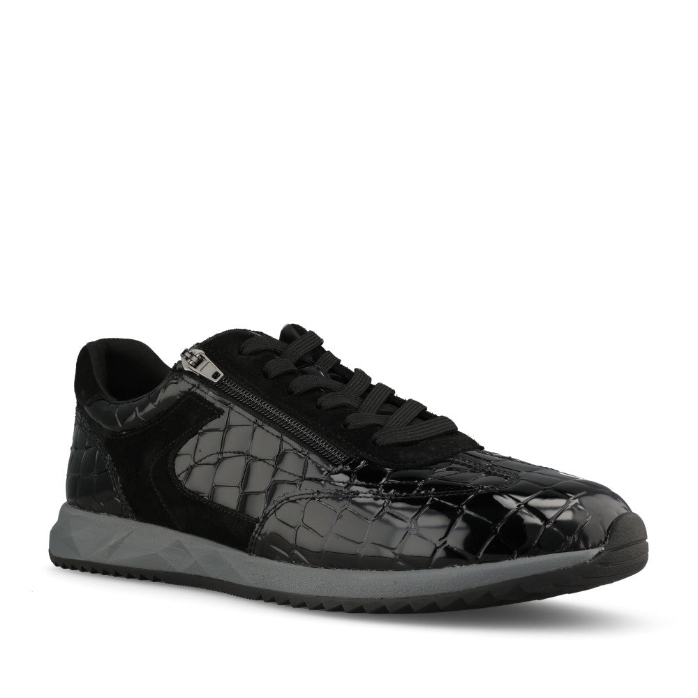 Waldlaufer Ladies 598002 Janett H-Fit Laced Trainer In Blk Patent