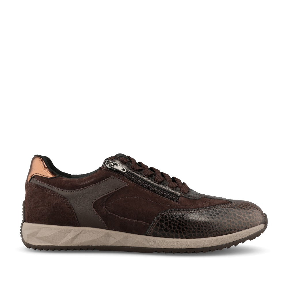 Waldlaufer Ladies 598002 Janett H-Fit Laced Trainer In Dark Brown