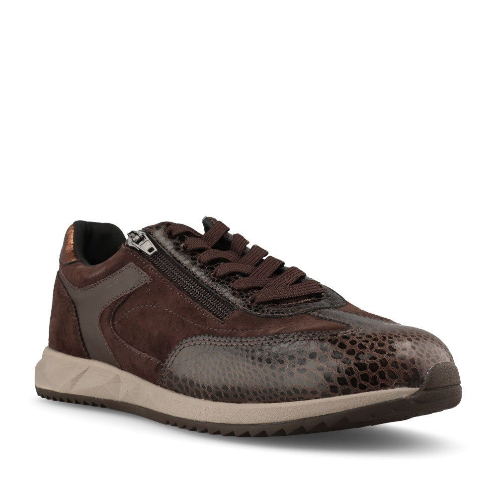 Waldlaufer Ladies 598002 Janett H-Fit Laced Trainer In Dark Brown