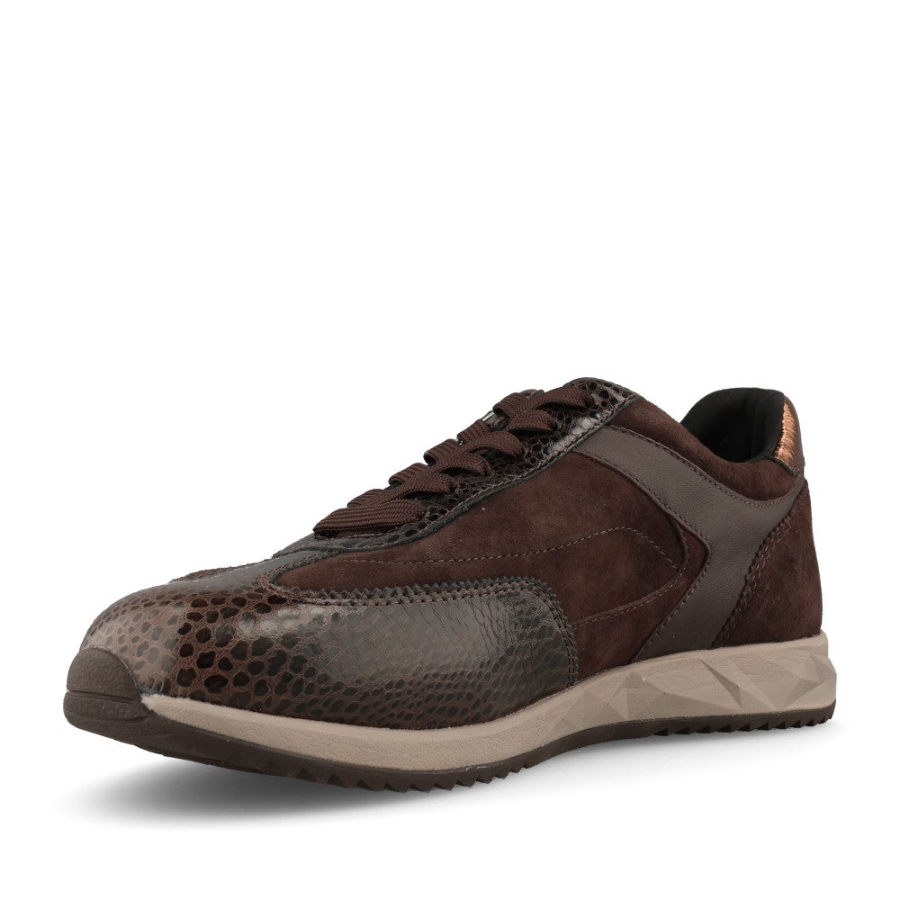 Waldlaufer Ladies 598002 Janett H-Fit Laced Trainer In Dark Brown