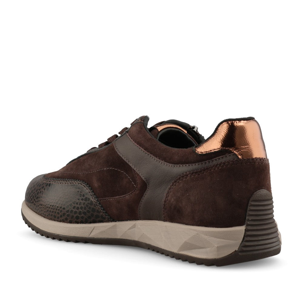 Waldlaufer Ladies 598002 Janett H-Fit Laced Trainer In Dark Brown