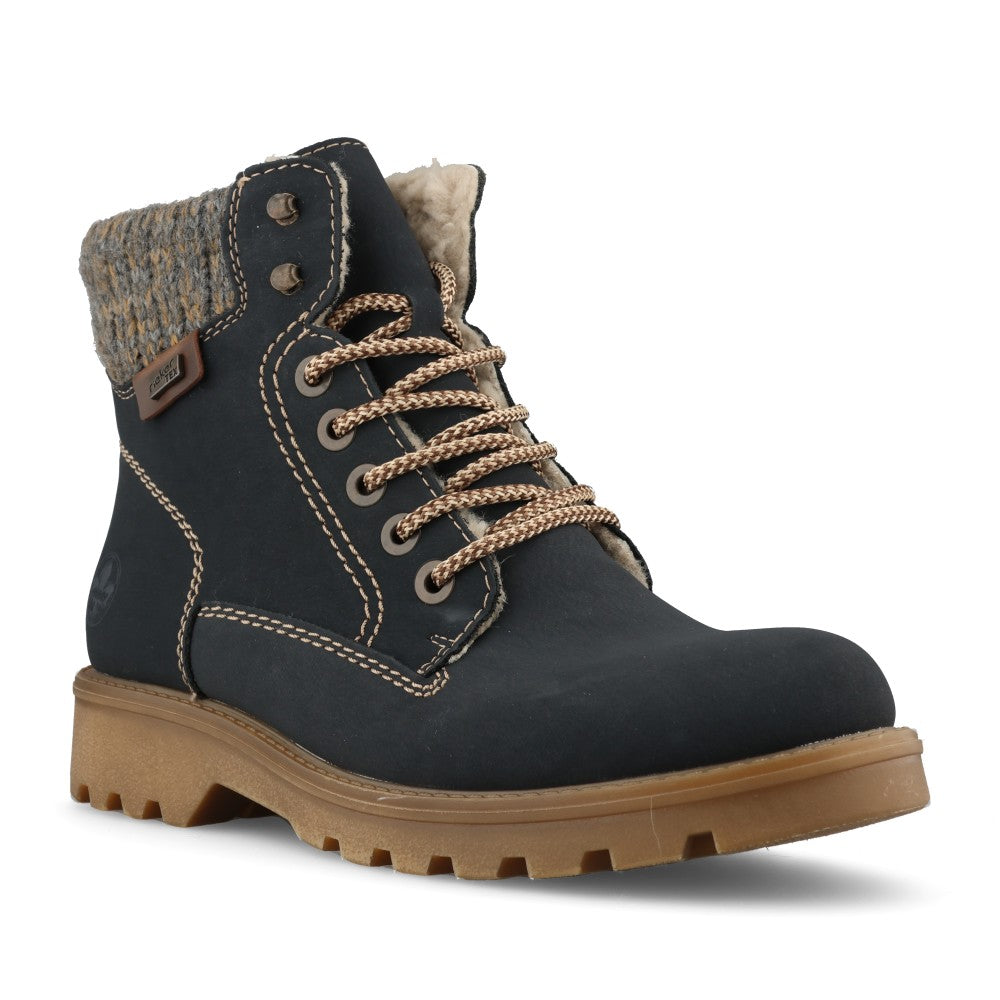 Rieker Ladies 73220-14 Lace Boot In Blue